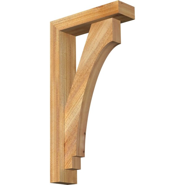 Ekena Millwork Imperial Block Rough Sawn Bracket w/ Offset Brace, Western Red Cedar, 4"W x 14"D x 26"H BKT0402X14X26IMP05RWR - main